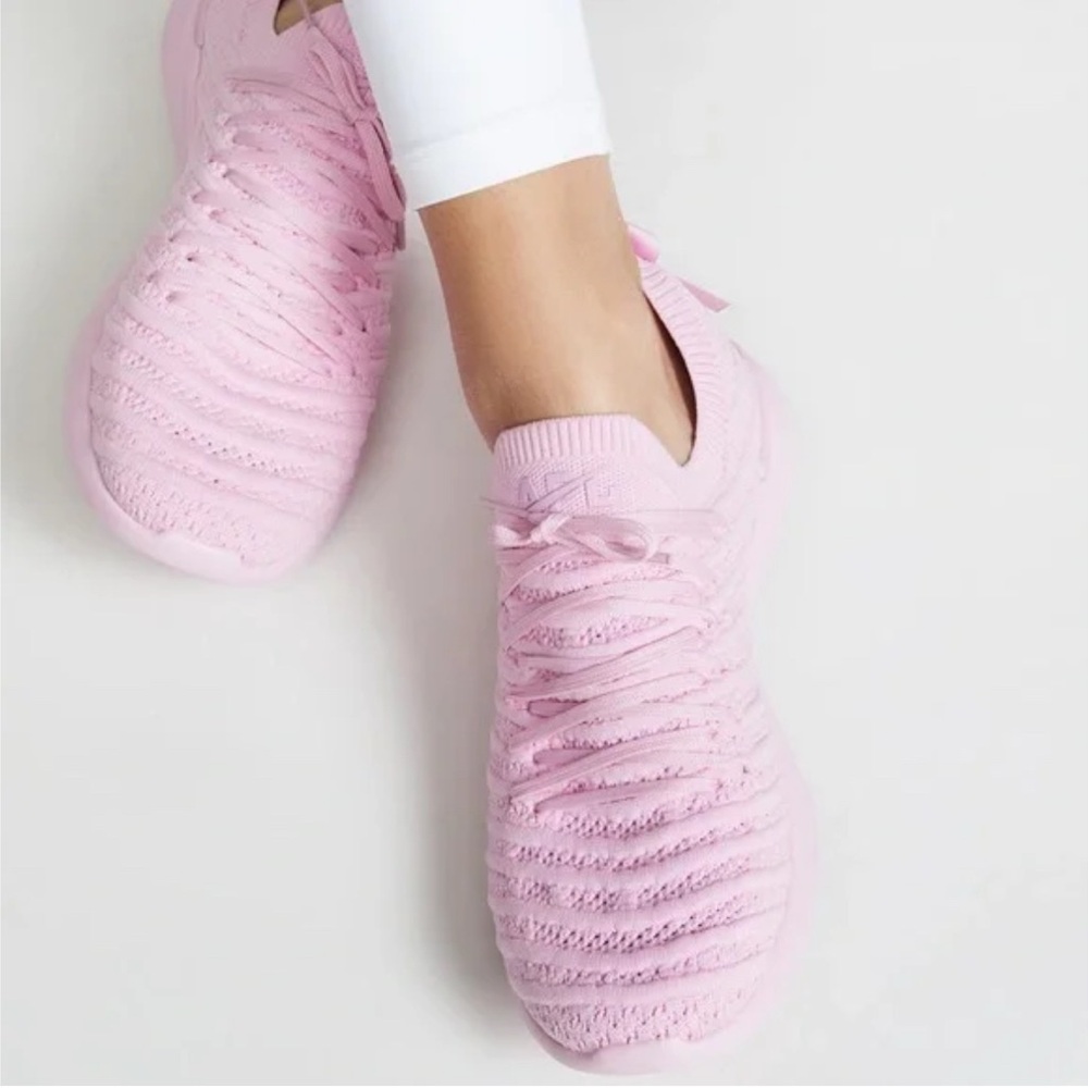 APL Techloom Wave Pink Sneakers with Breast Cancer Ribbon Size 6